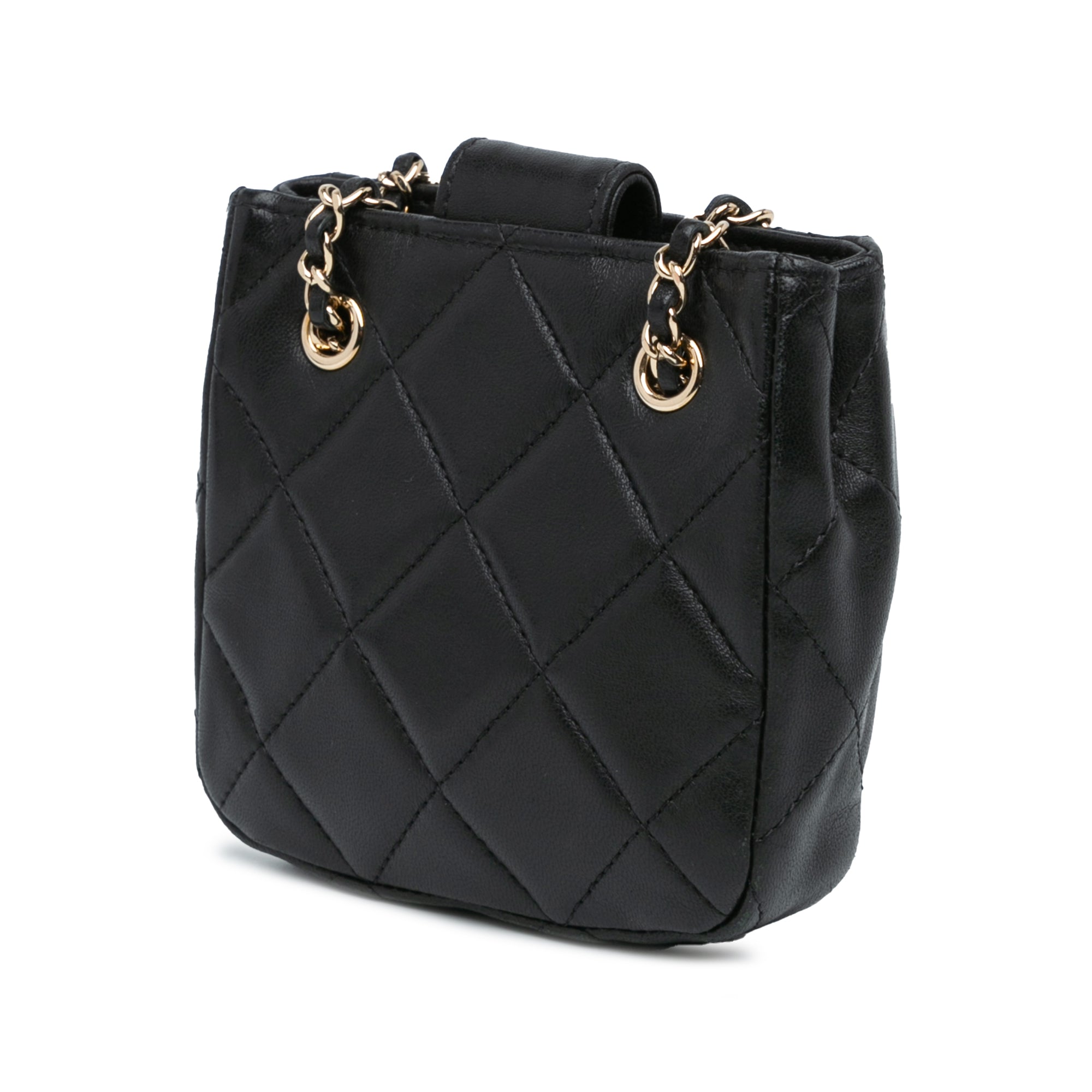 Quilted Lambskin Tiny Shopping Clutch With Chain