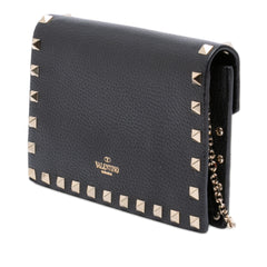 Pebbled Calfskin Rockstud Envelope Wallet on Chain