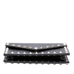 Pebbled Calfskin Rockstud Envelope Wallet on Chain