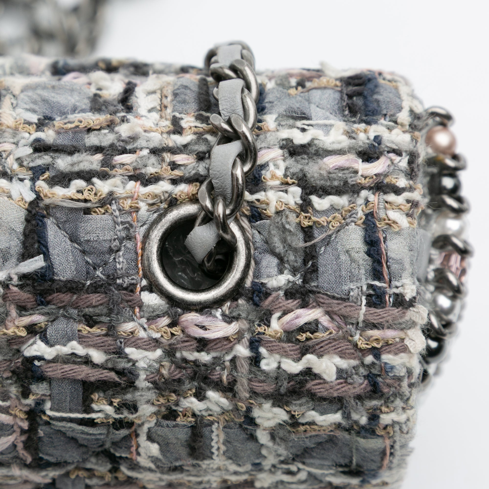 Mini Quilted Tweed River of Pearls Flap