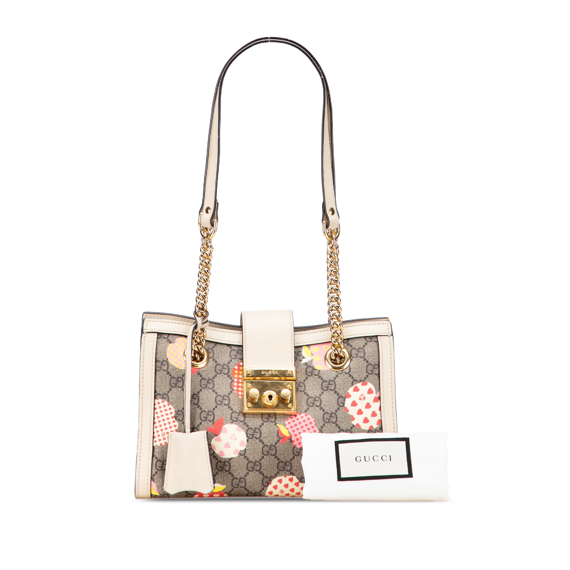 Small GG Supreme Apple Heart Padlock Tote