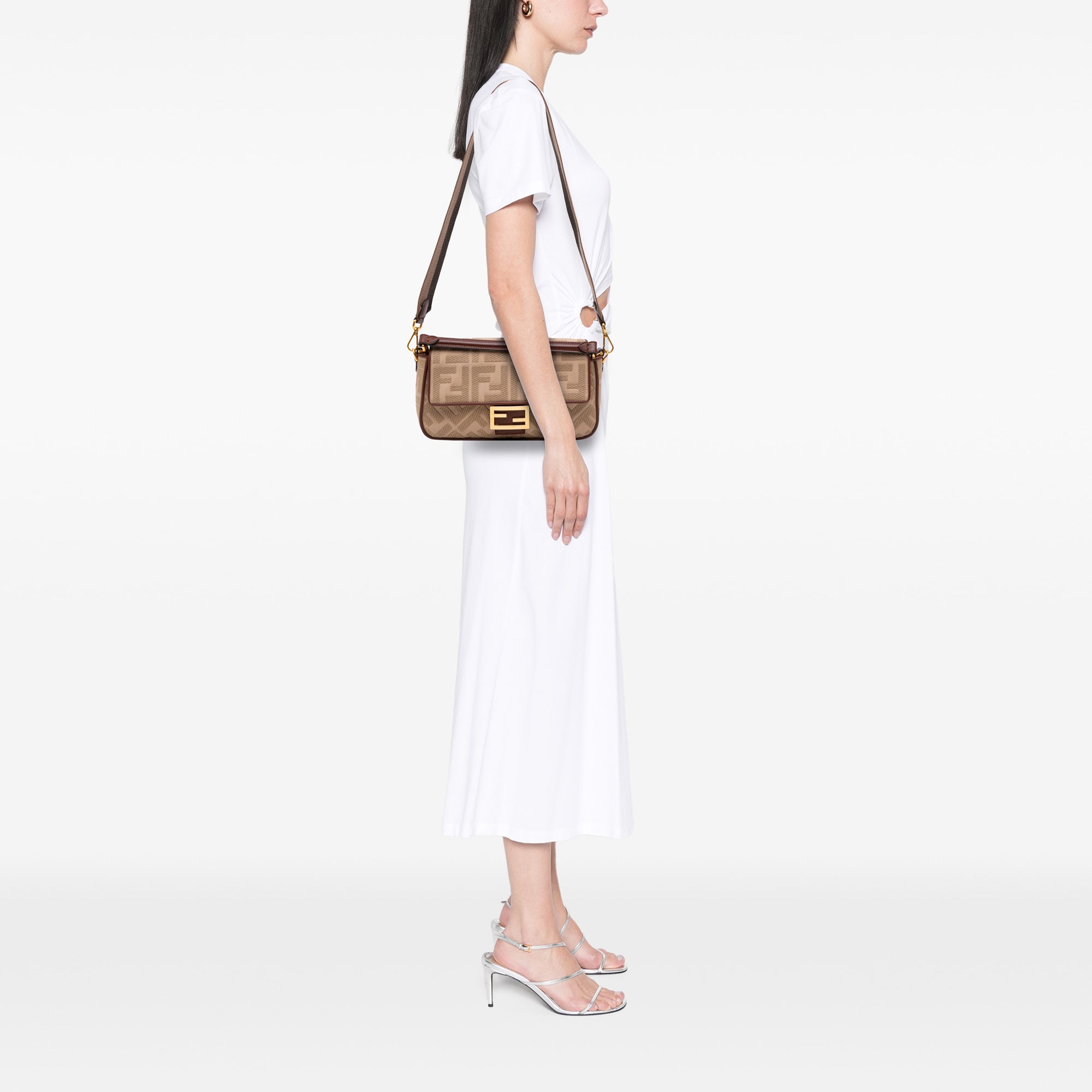 Zucca Embroidered Canvas Baguette Satchel