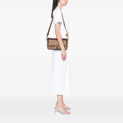 Zucca Embroidered Canvas Baguette Satchel