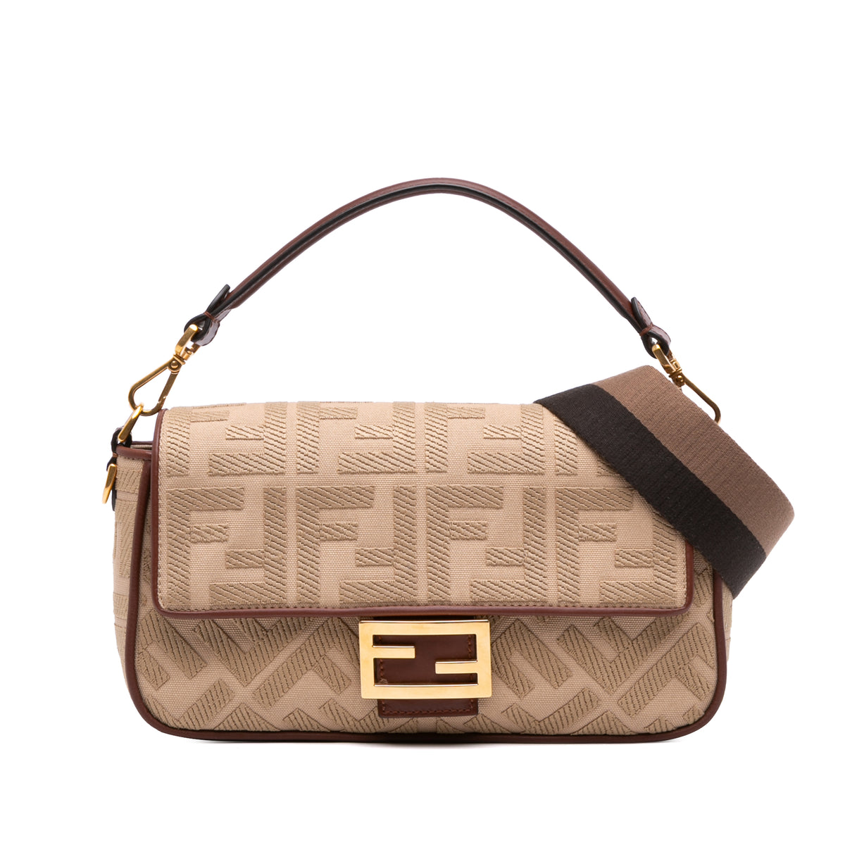 Zucca Embroidered Canvas Baguette Satchel