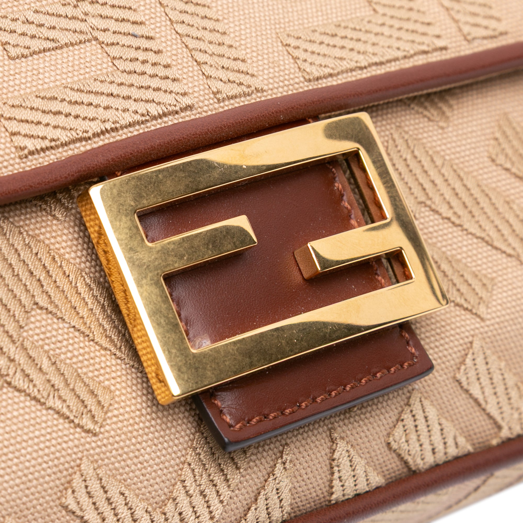 Zucca Embroidered Canvas Baguette Satchel