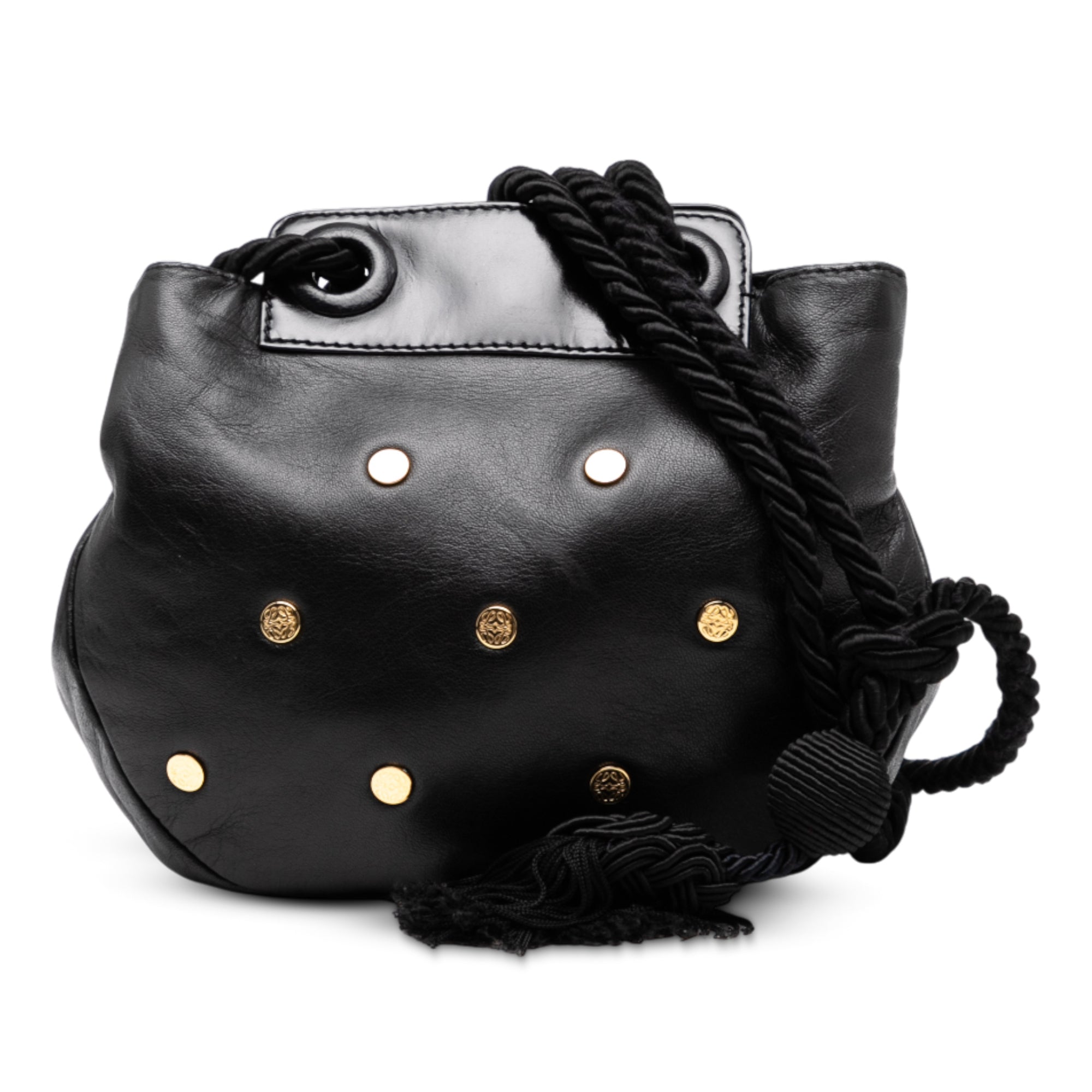 Studded Leather Drawstring Crossbody