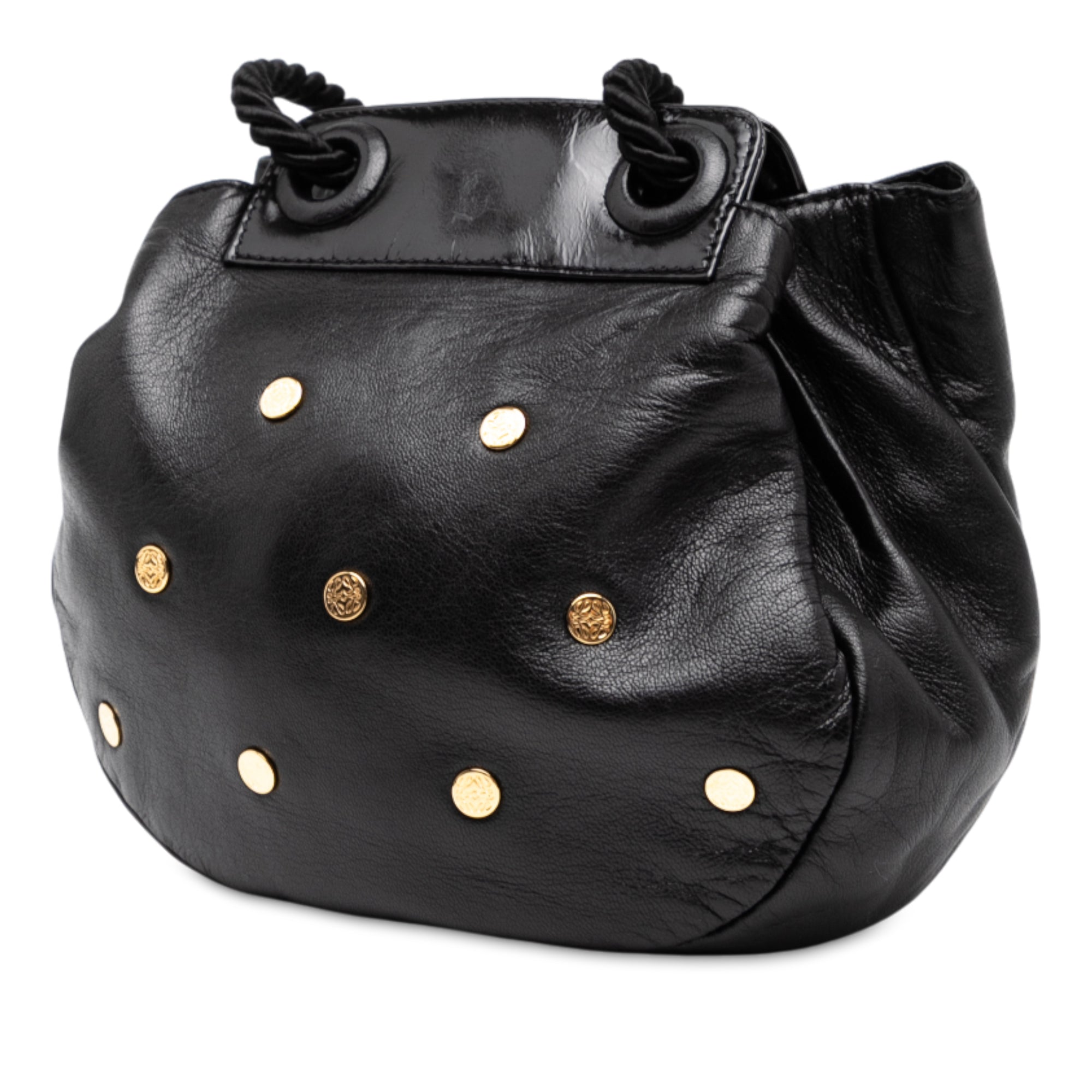 Studded Leather Drawstring Crossbody