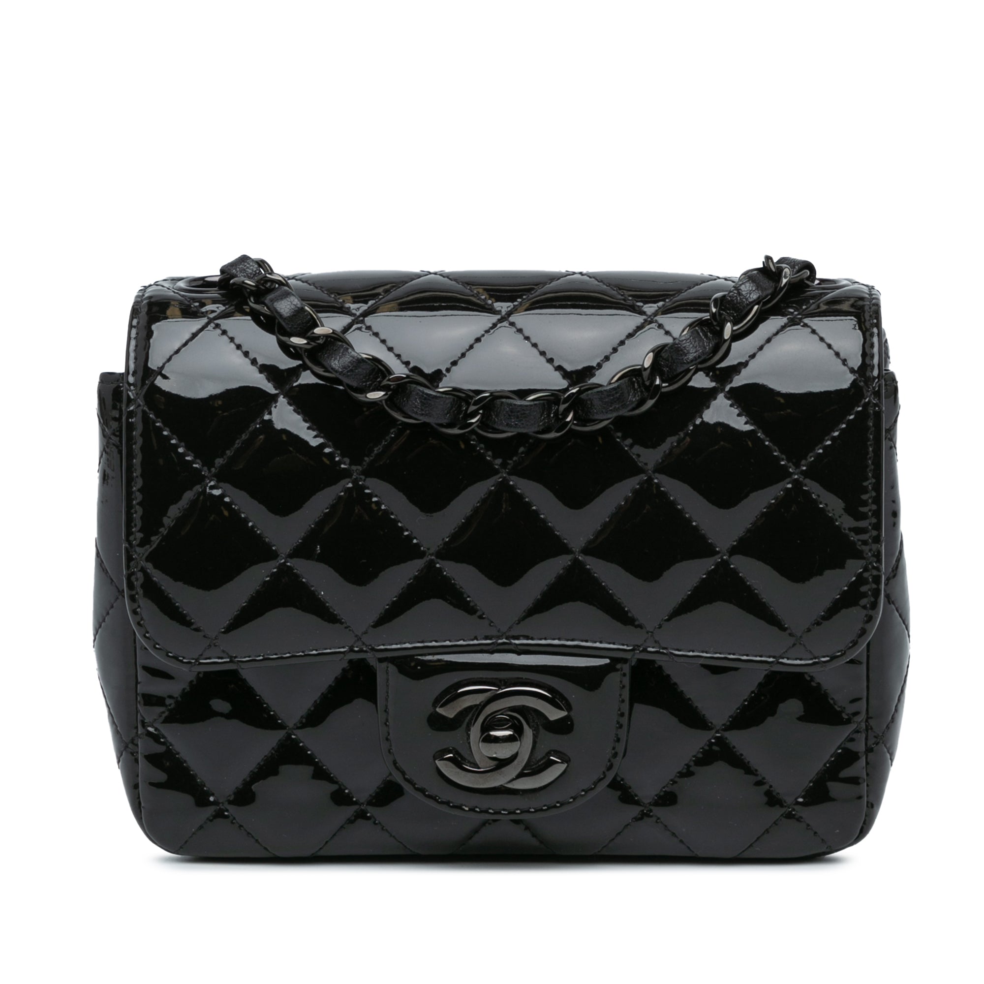 Mini Square Classic Patent Single Flap