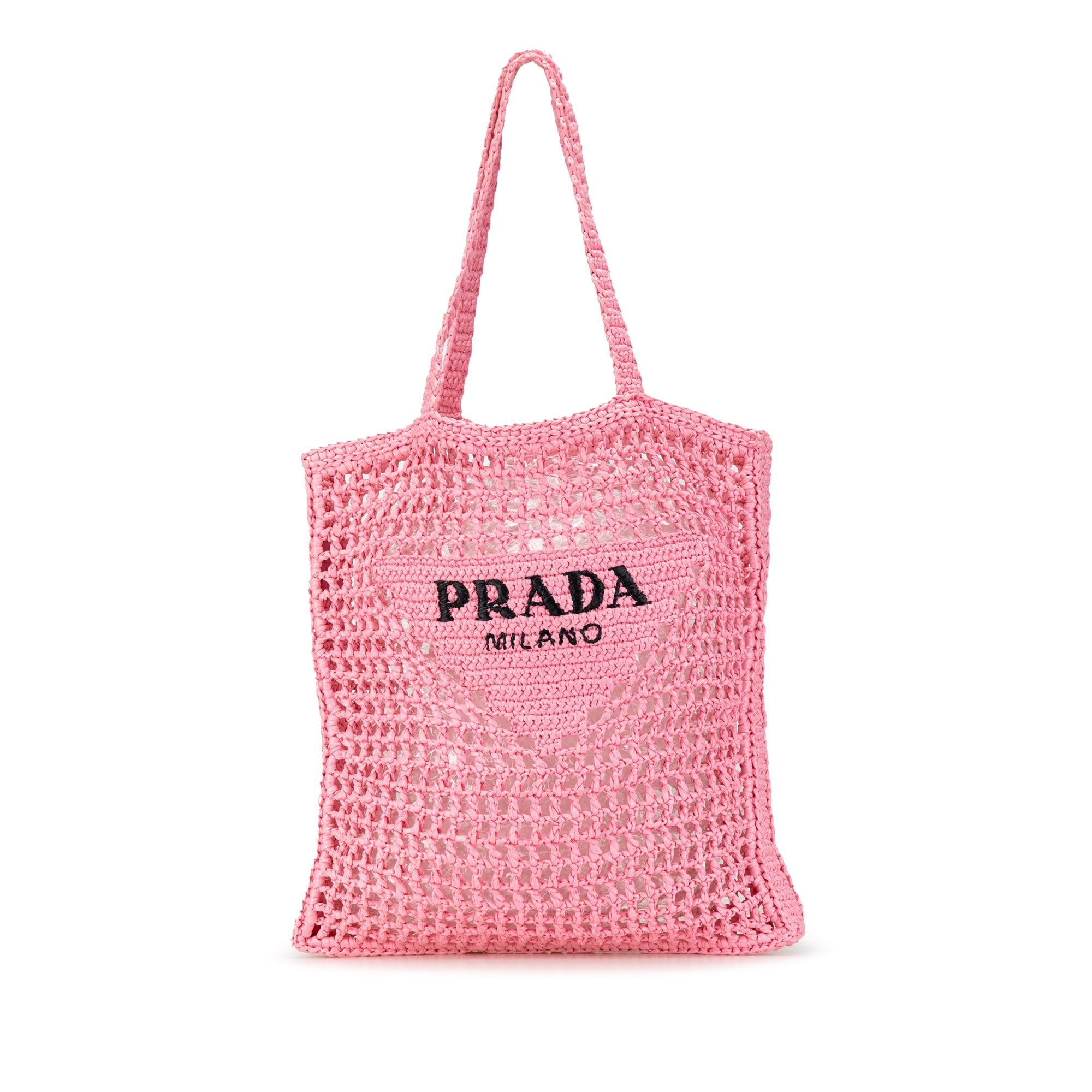 Crochet Raffia Logo Tote