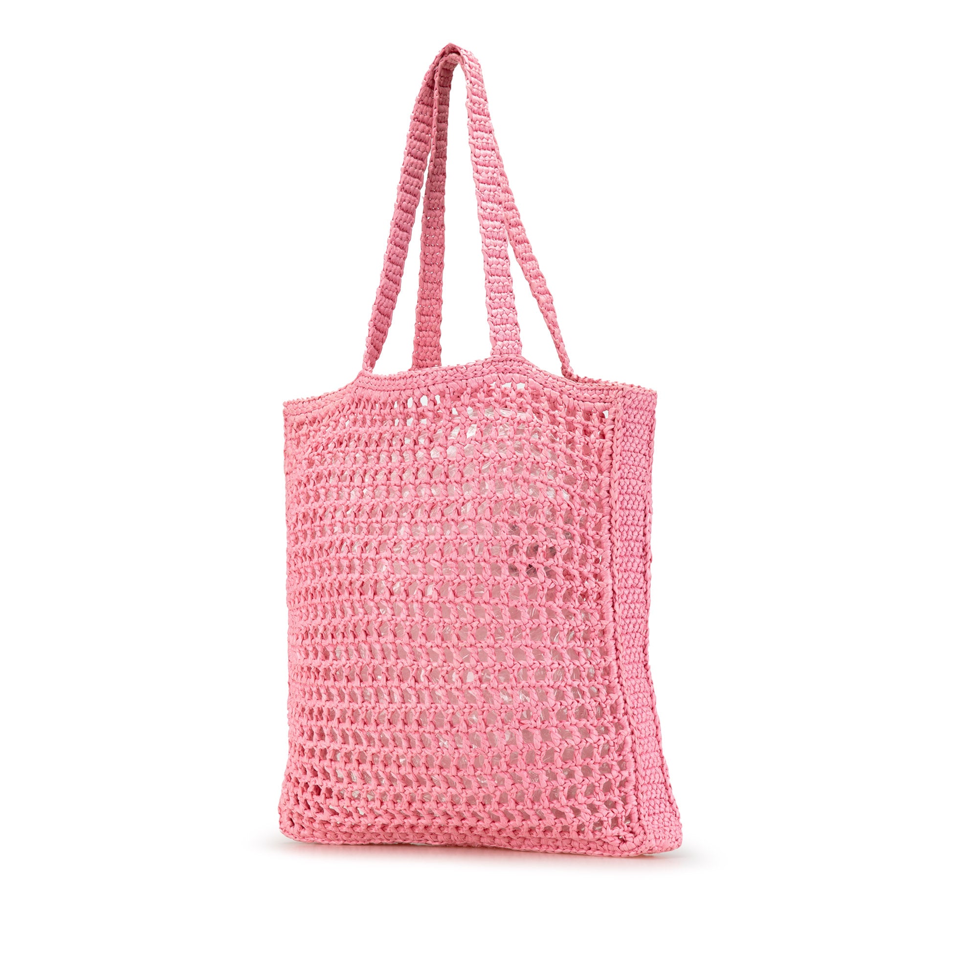 Crochet Raffia Logo Tote