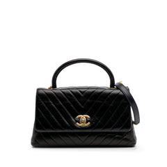 Medium Chevron Aged Calfskin Coco Top Handle Bag