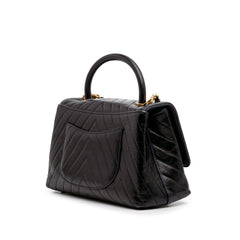 Medium Chevron Aged Calfskin Coco Top Handle Bag