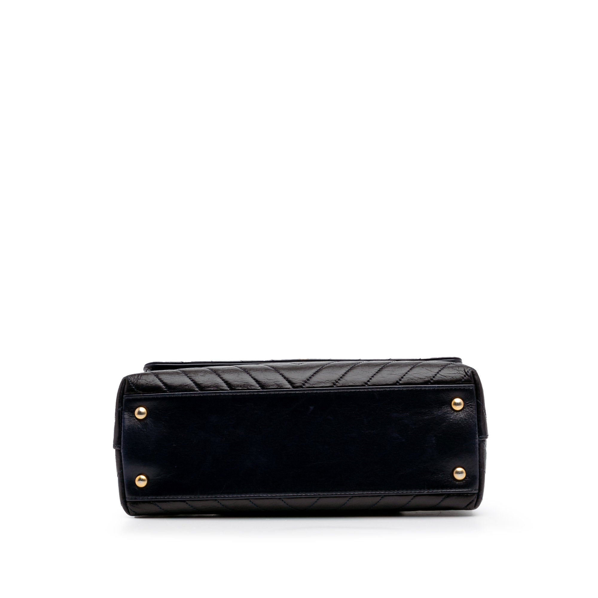 Medium Chevron Aged Calfskin Coco Top Handle Bag