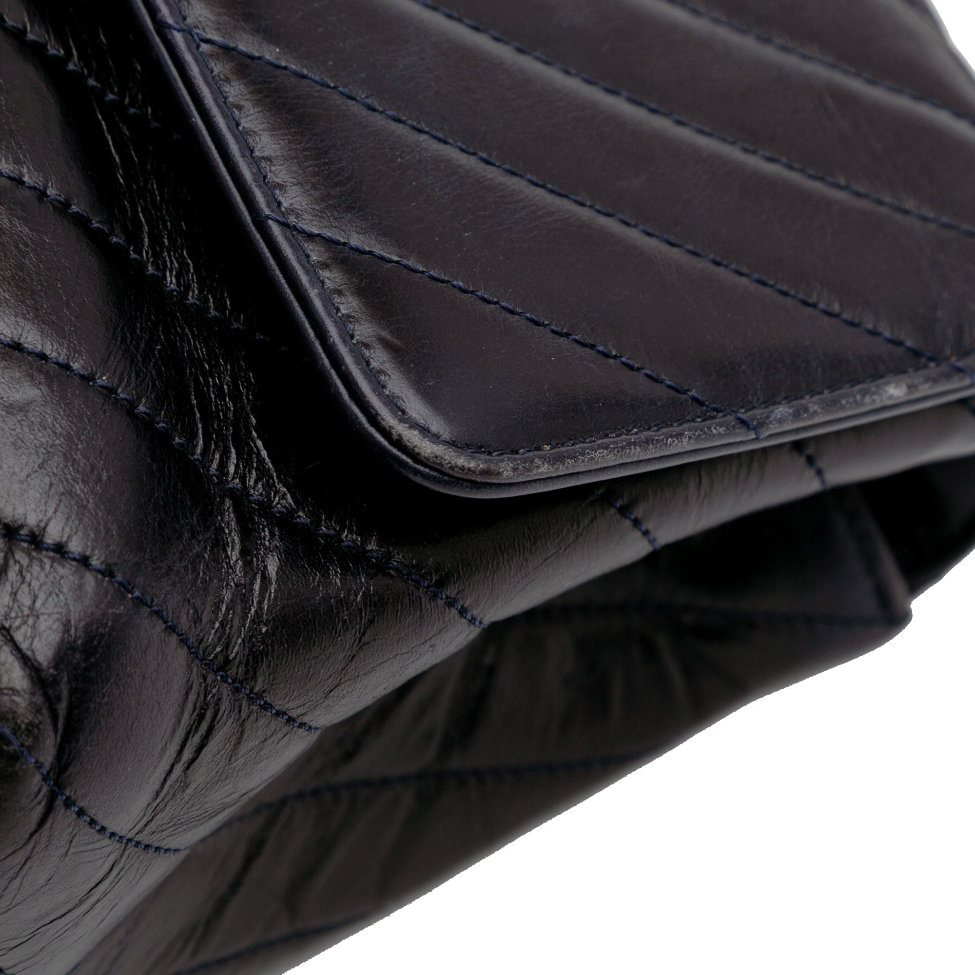 Medium Chevron Aged Calfskin Coco Top Handle Bag