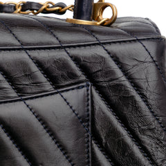 Medium Chevron Aged Calfskin Coco Top Handle Bag