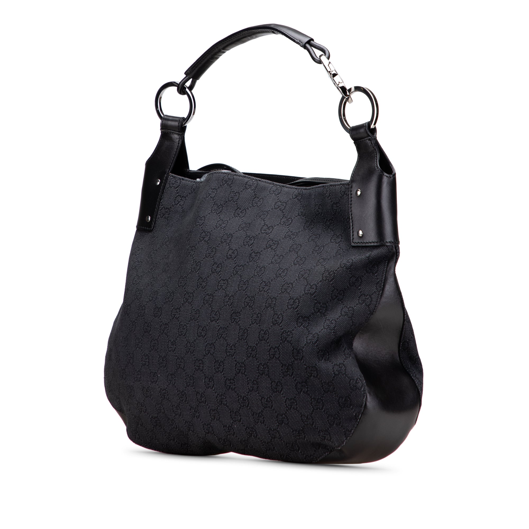 Large GG Denim Horsebit Classic Ring Hobo