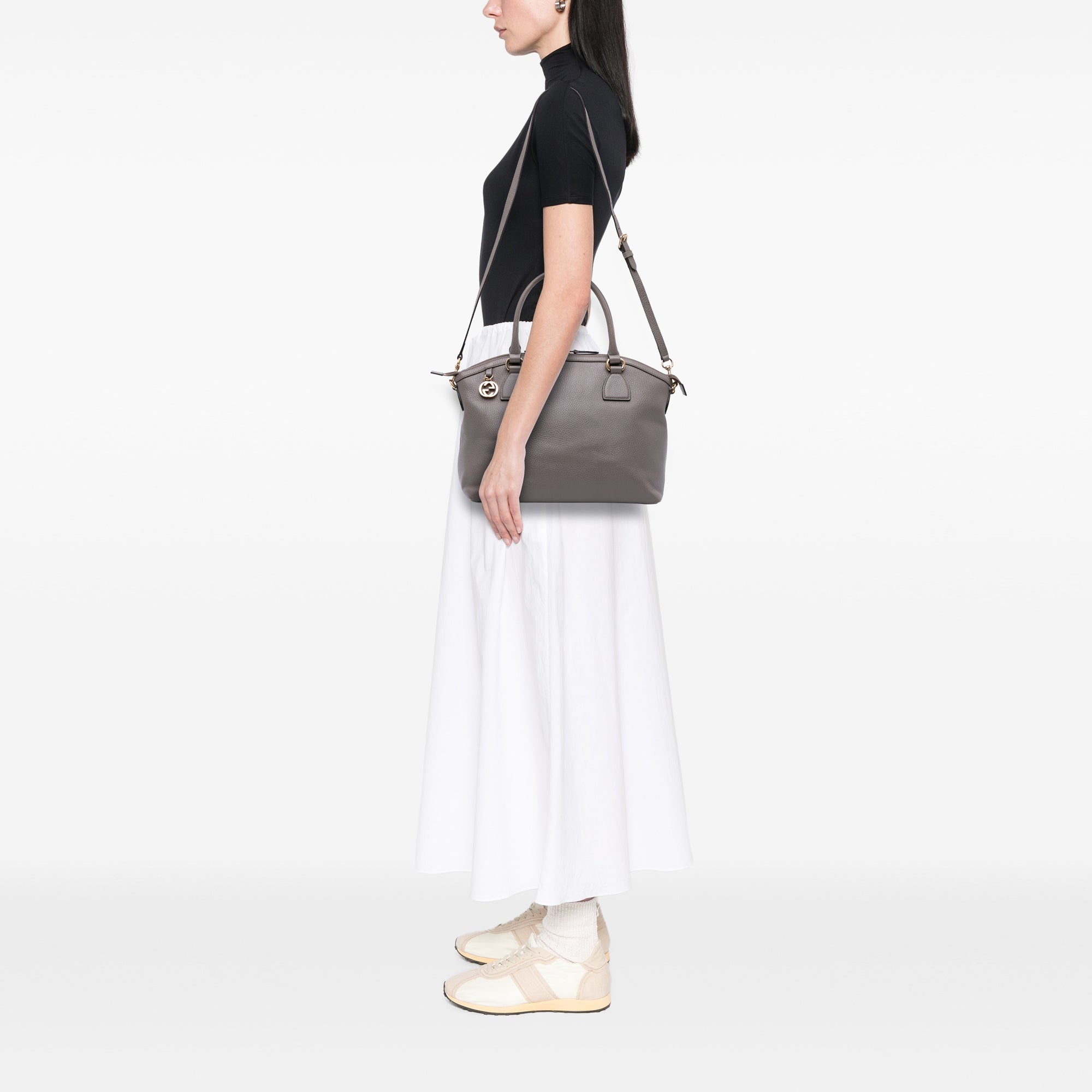 Medium Leather GG Charm Dome Satchel
