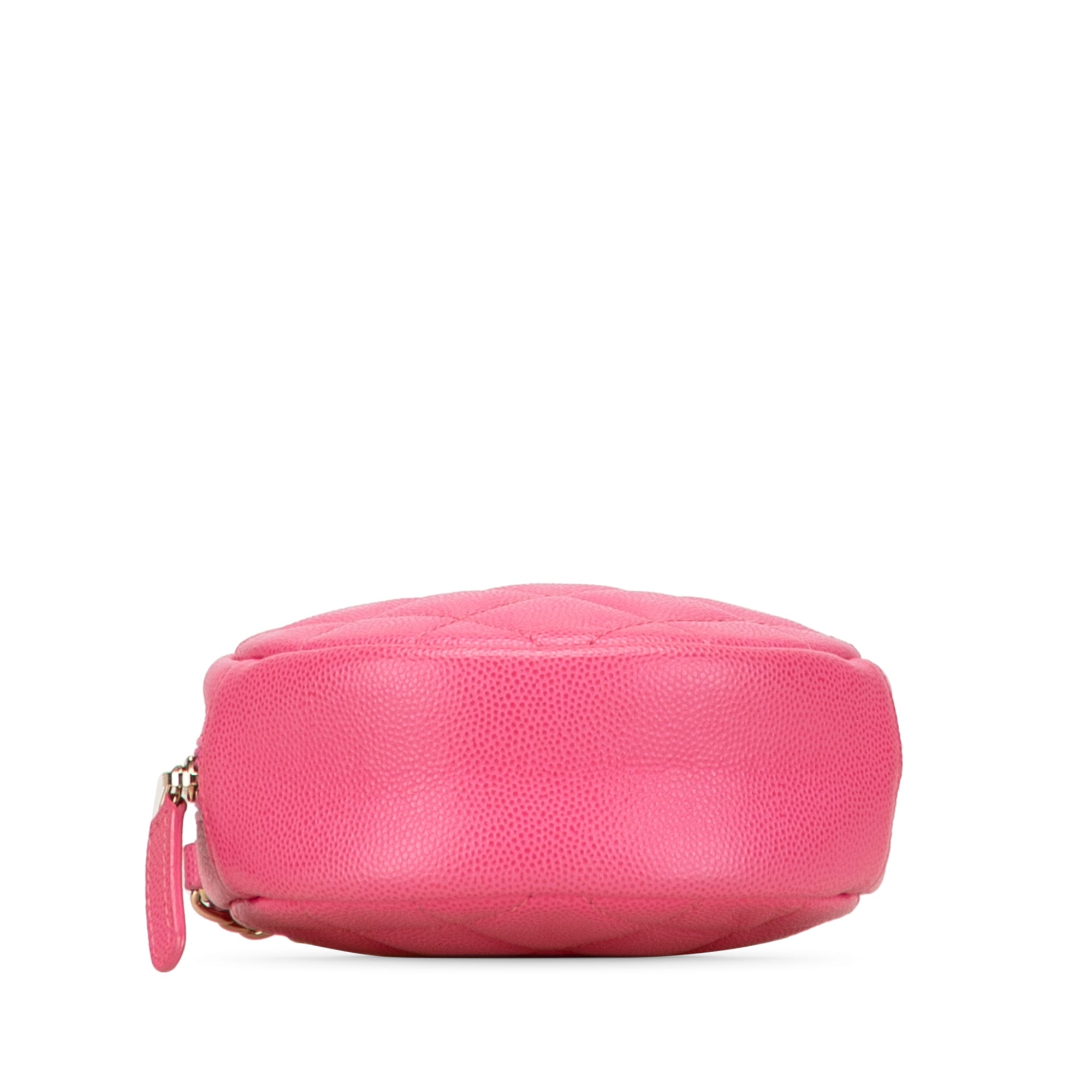 CC Quilted Caviar Round Clutch With Chain