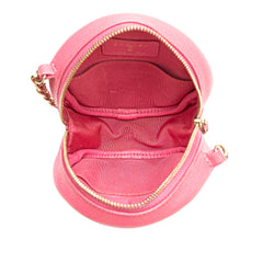 CC Quilted Caviar Round Clutch With Chain