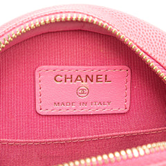 CC Quilted Caviar Round Clutch With Chain
