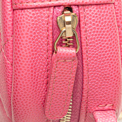 CC Quilted Caviar Round Clutch With Chain