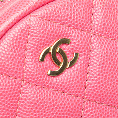 CC Quilted Caviar Round Clutch With Chain