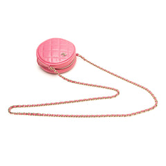 CC Quilted Caviar Round Clutch With Chain
