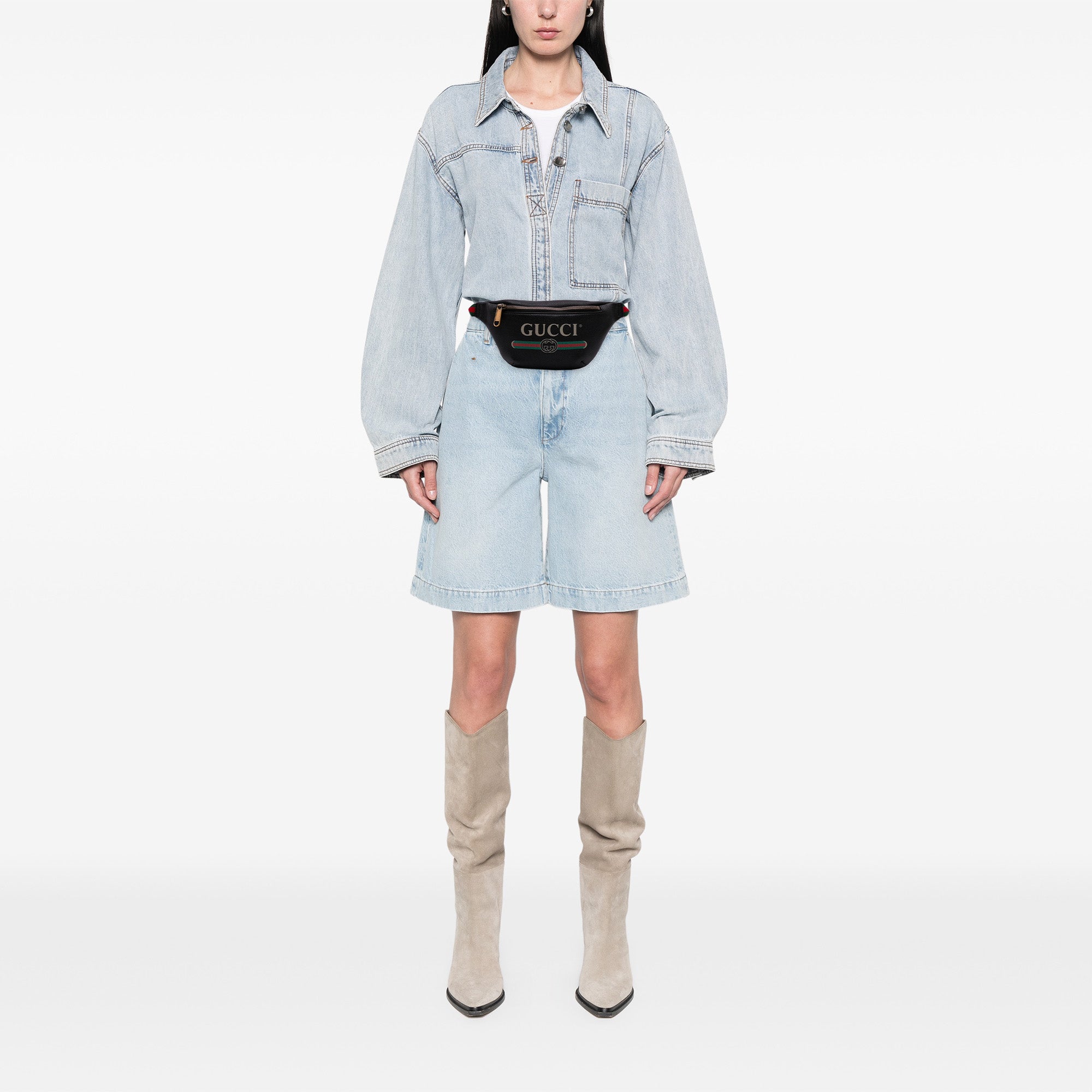 Small Grained Calfskin Logo Belt Bag