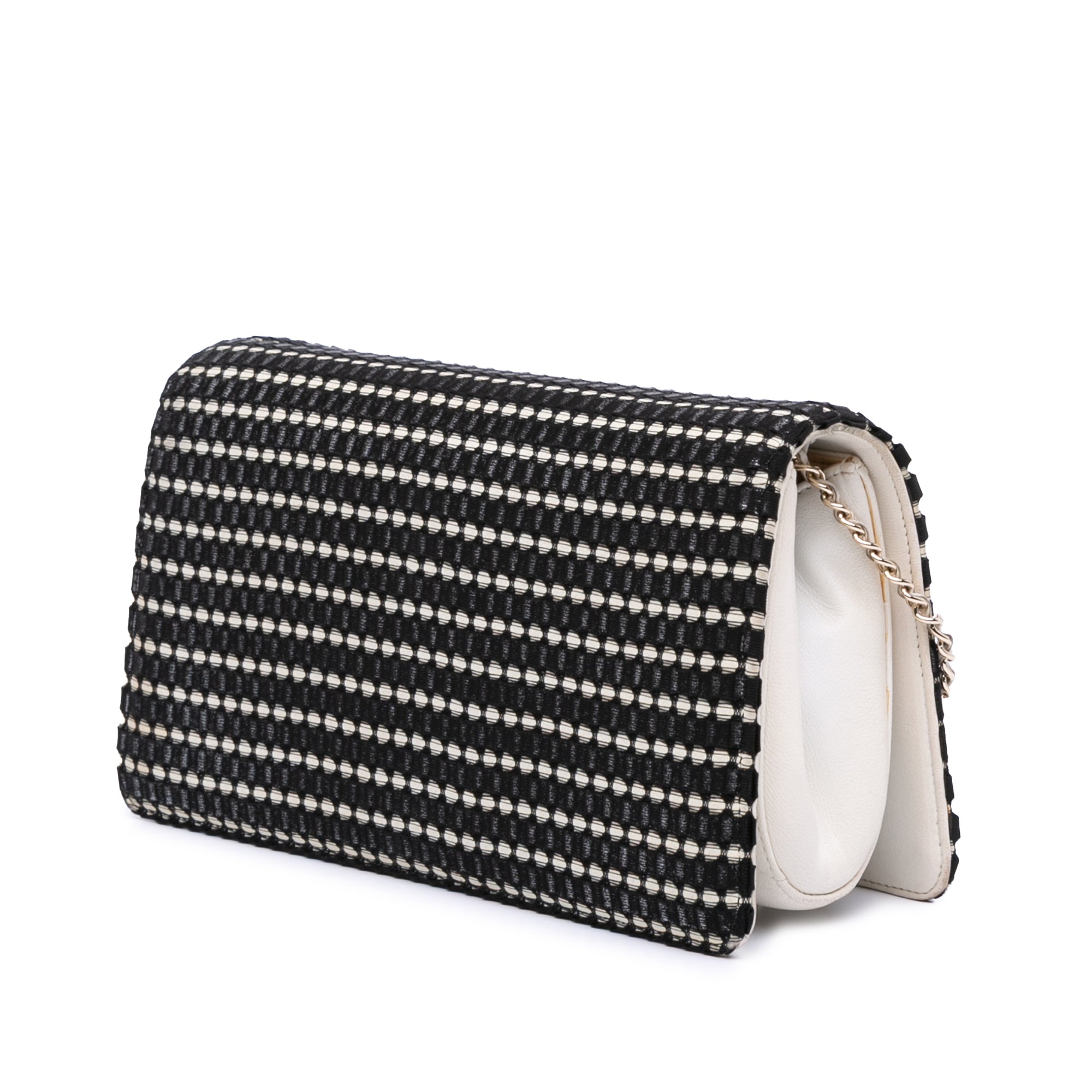 CC Bicolor Woven Lambskin Crystal Pearl Flap