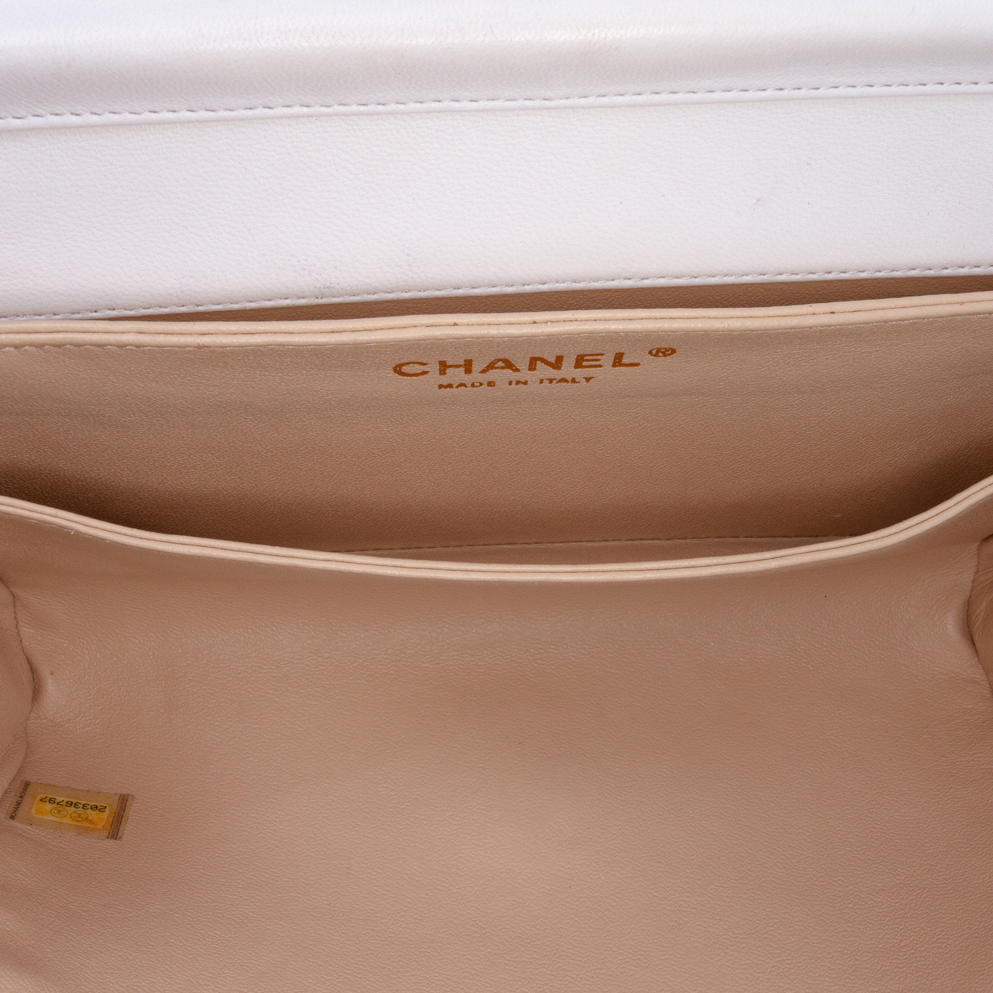 CC Bicolor Woven Lambskin Crystal Pearl Flap