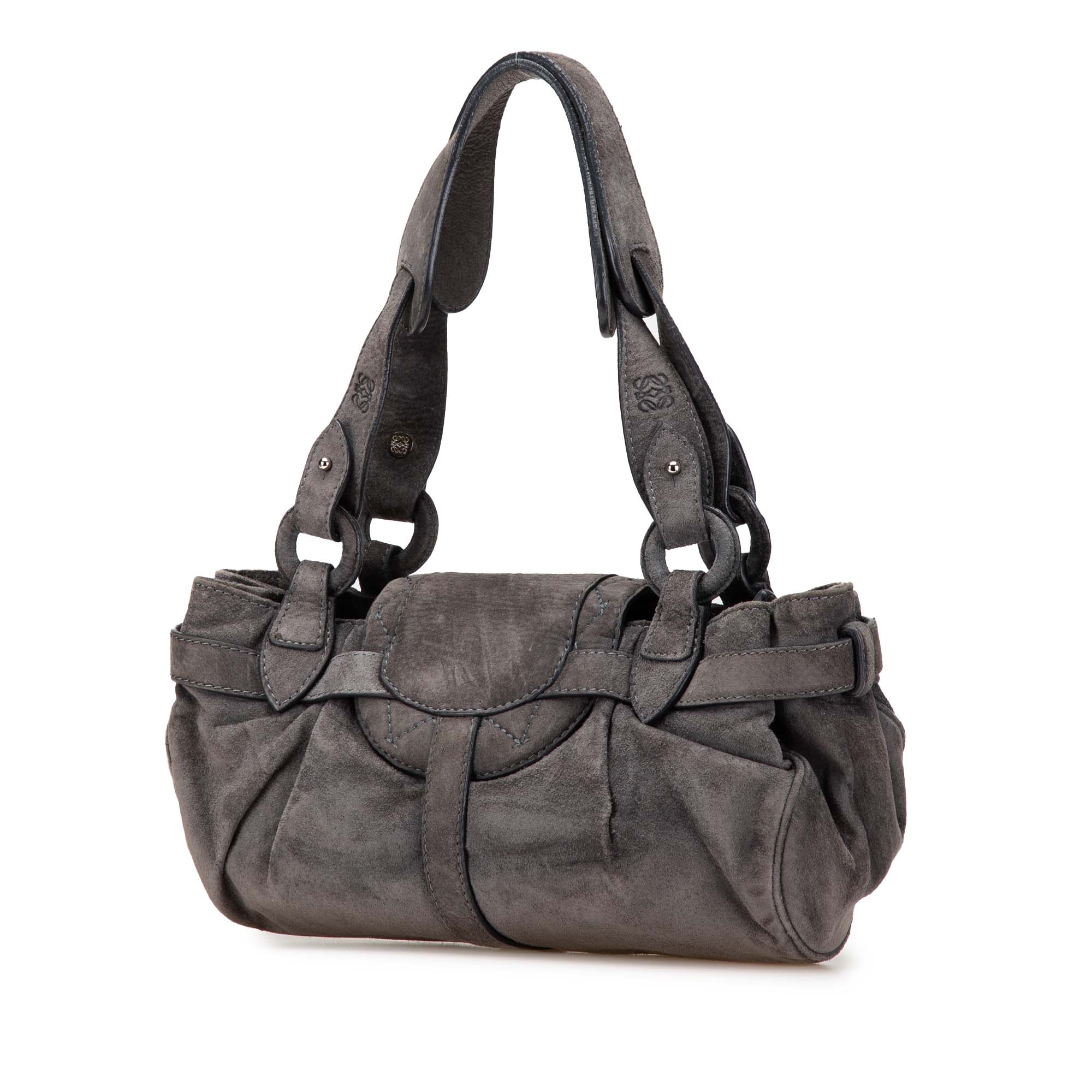 Anagram Suede Shoulder Bag