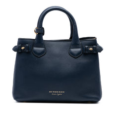 Small Grainy Calfskin and House Check Banner Satchel