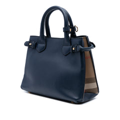 Small Grainy Calfskin and House Check Banner Satchel