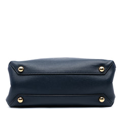 Small Grainy Calfskin and House Check Banner Satchel