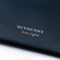 Small Grainy Calfskin and House Check Banner Satchel