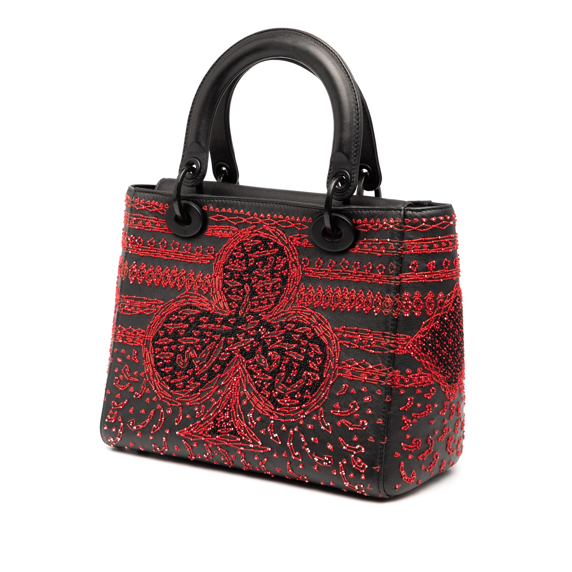 Medium Smooth Calfskin Embroidered Heart Playing Cards Lady Dior