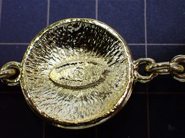 Chanel CC Chain Detail Cuff Bracelet Metal with Leather