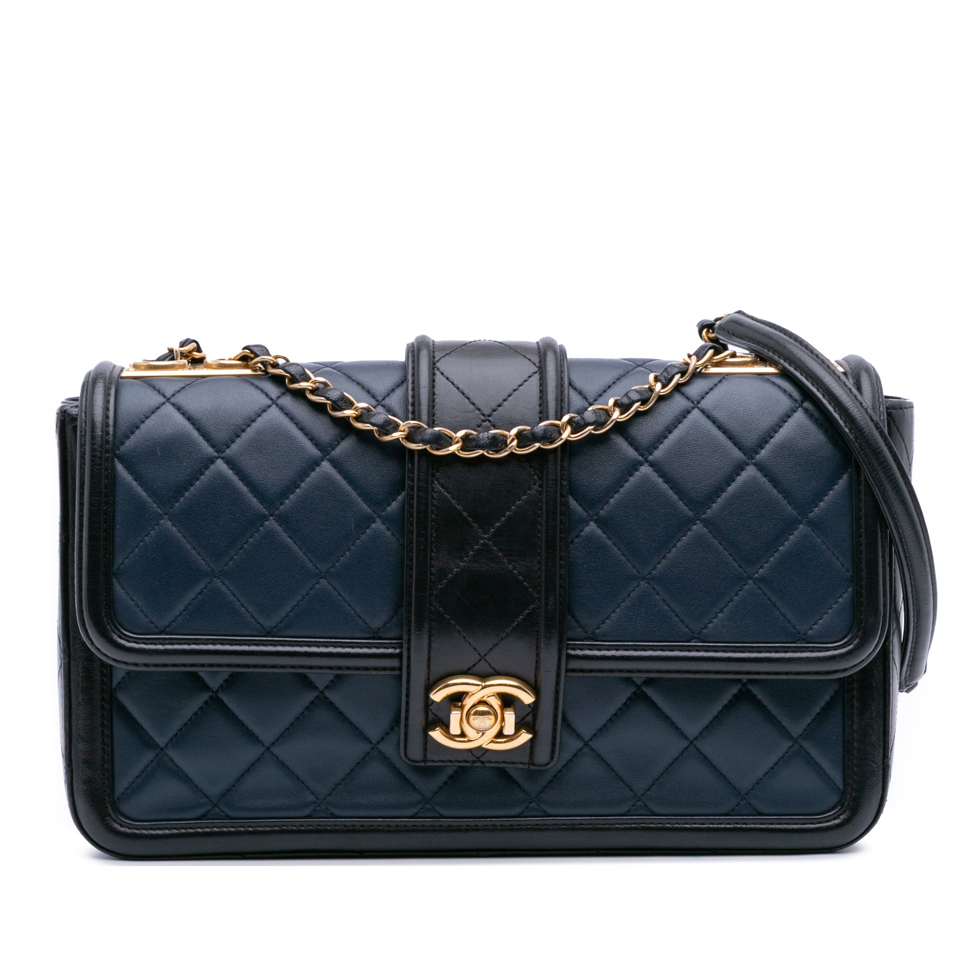 Medium Bicolor Quilted Lambskin Elegant CC Flap