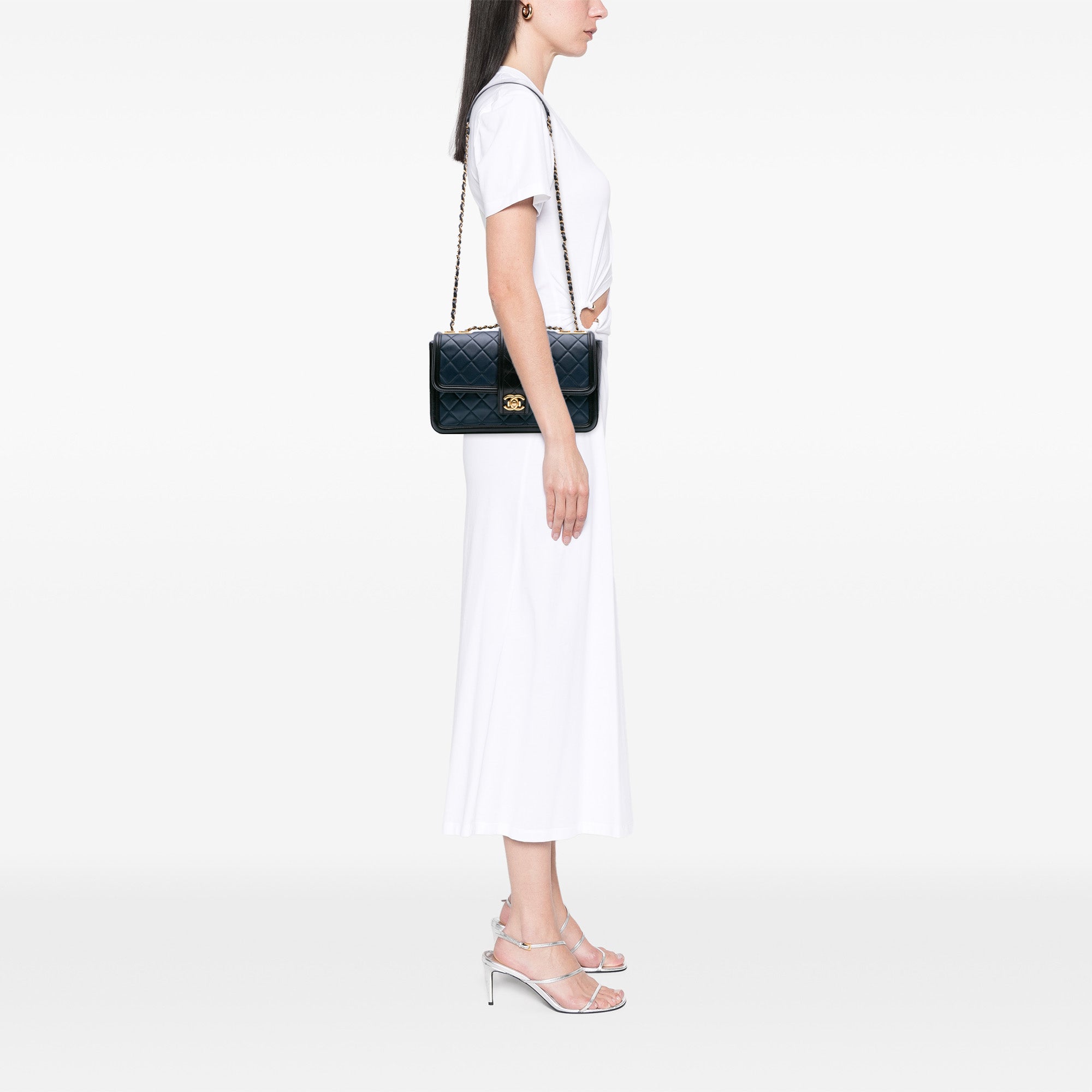 Medium Bicolor Quilted Lambskin Elegant CC Flap