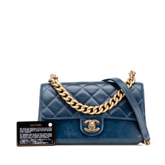 Small Quilted Calfskin Straight Lined Flap