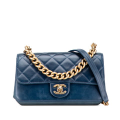 Small Quilted Calfskin Straight Lined Flap