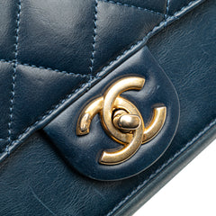 Small Quilted Calfskin Straight Lined Flap