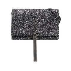 Metallic Glitter Monogram Kate Tassel Chain Wallet