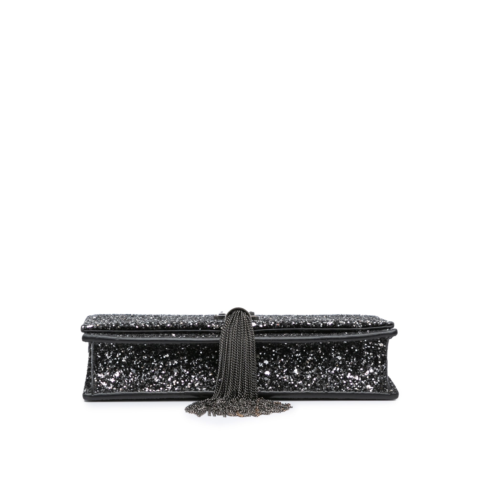 Metallic Glitter Monogram Kate Tassel Chain Wallet