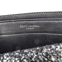 Metallic Glitter Monogram Kate Tassel Chain Wallet