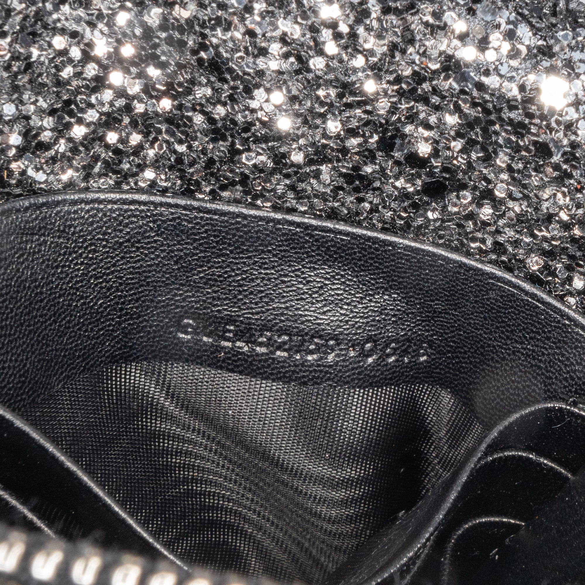 Metallic Glitter Monogram Kate Tassel Chain Wallet