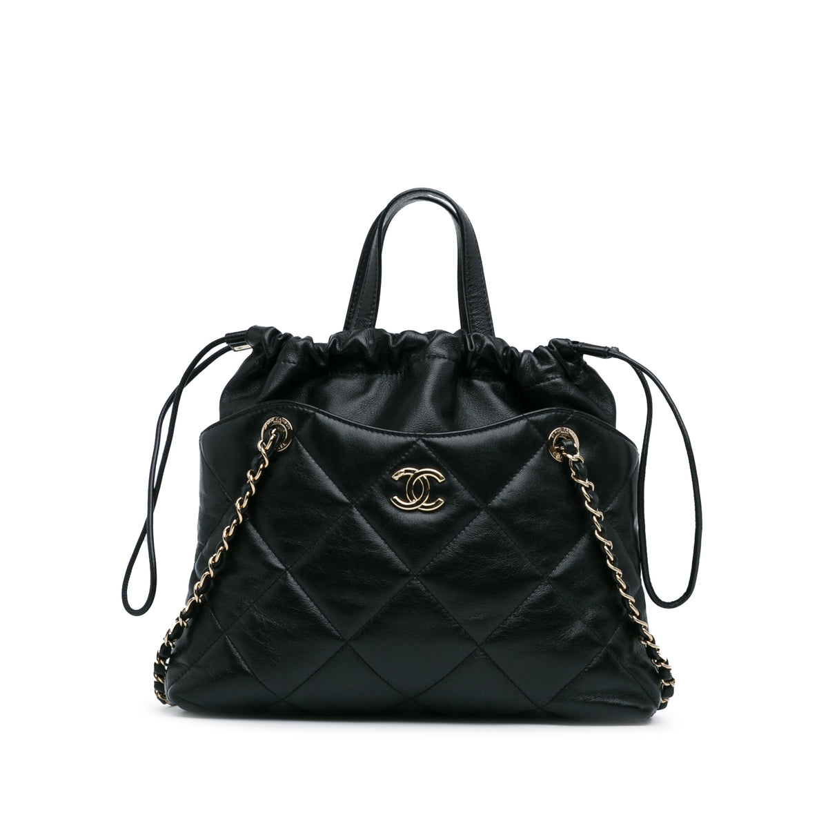 Small CC Quilted Lambskin Drawstring Shopping Tote