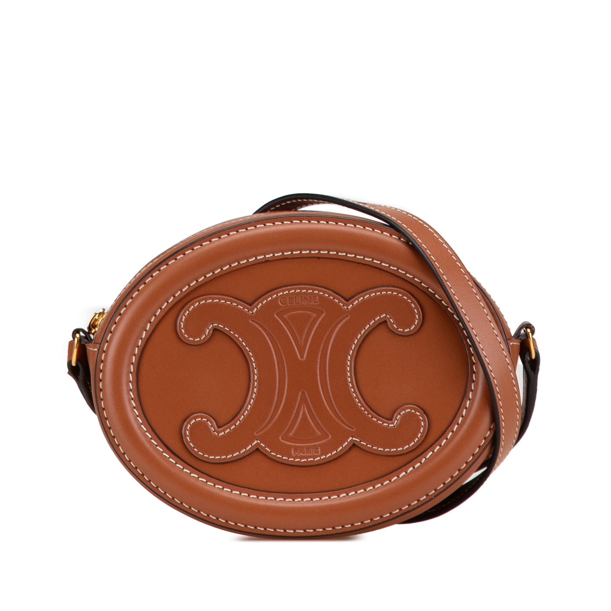 Small Calfskin Cuir Triomphe Oval Crossbody