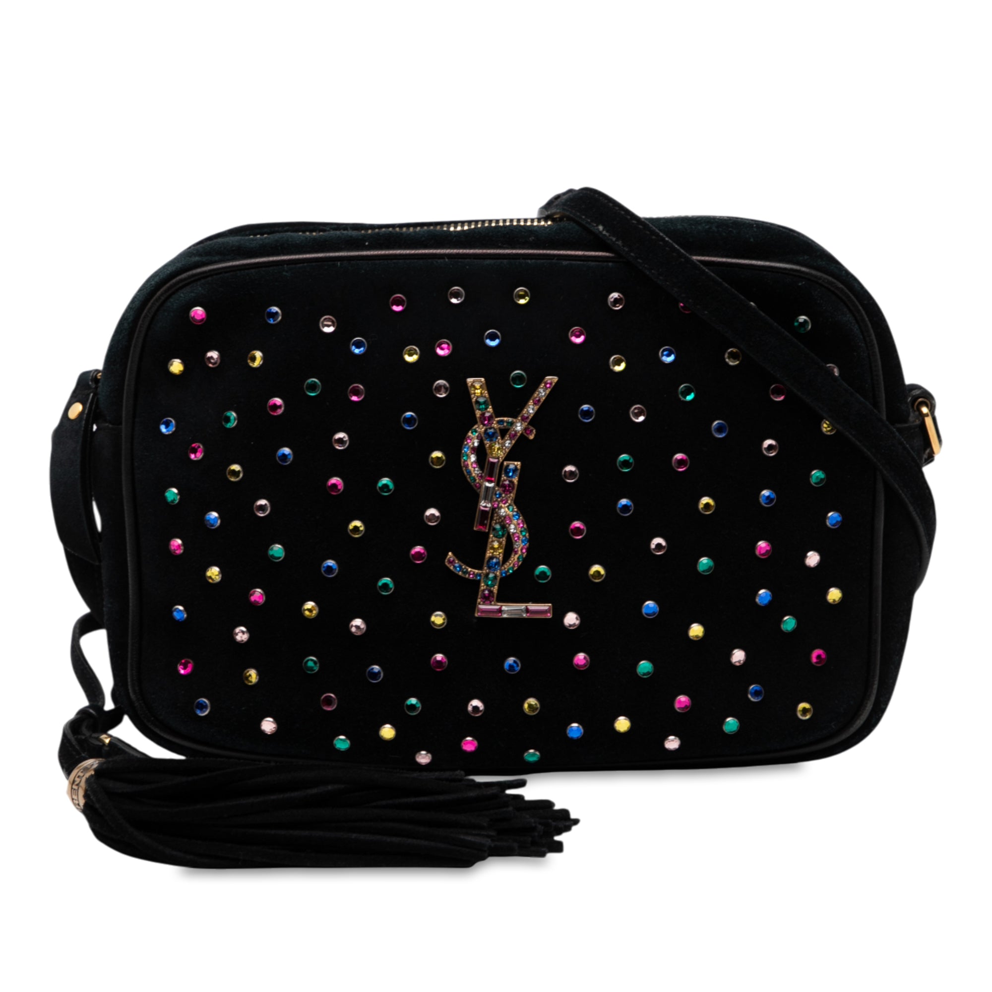 Suede Crystal Monogram Lou Camera Bag