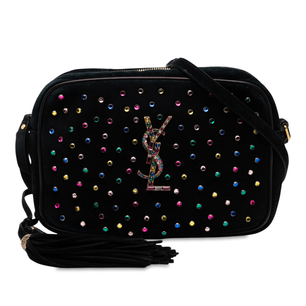 Suede Crystal Monogram Lou Camera Bag